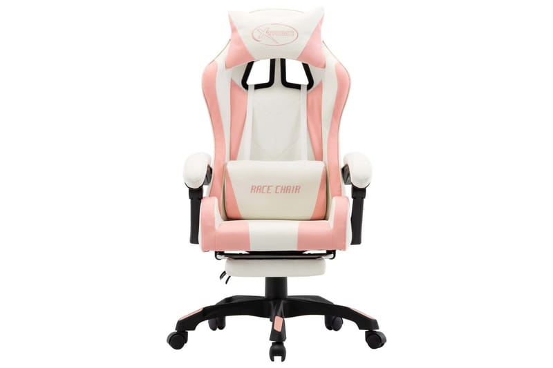 Gamingstol med fotstöd rosa och vit konstläder - Rosa - Kontorsstol & skrivbordsstol - Gamingstol
