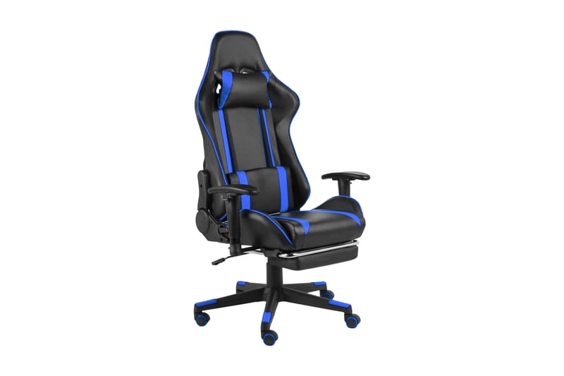 Snurrbar gamingstol med fotstöd blå PVC - Blå - Kontorsstol & skrivbordsstol - Gamingstol