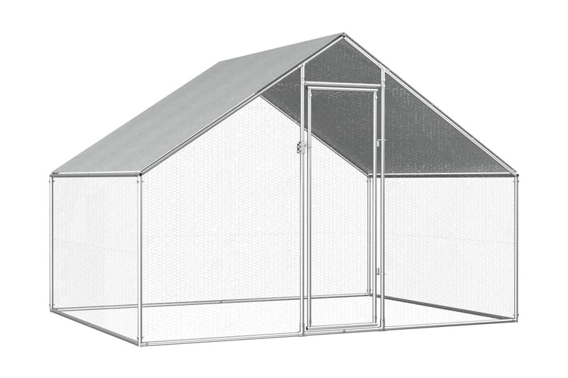Hönsbur för utomhusbruk 2,75x2x1,92 m galvaniserat stål - Silver - Hönshus - För djuren - Hönsgård