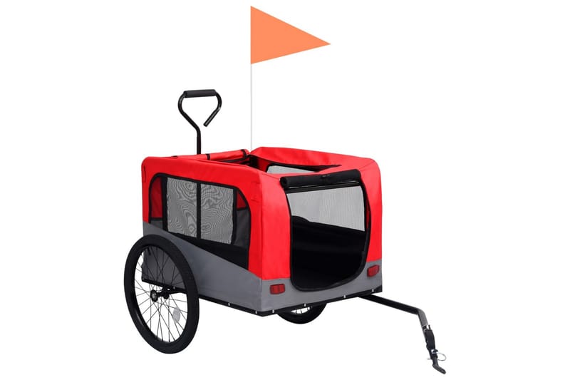 2-i-1-Cykelvagn för husdjur och joggingvagn röd och grå - Röd - Cykelvagn & cykelkärra - Hundmöbler - Hundvagn & cykelkorg hund