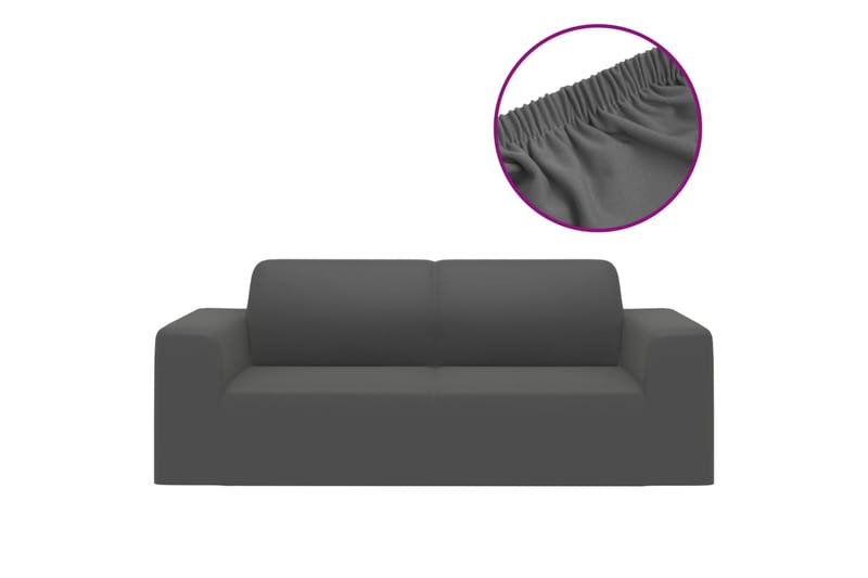 beBasic Sofföverdrag 2-sits med stretch antracit polyesterjersey - Anthracite - Sofföverdrag - Möbelöverdrag