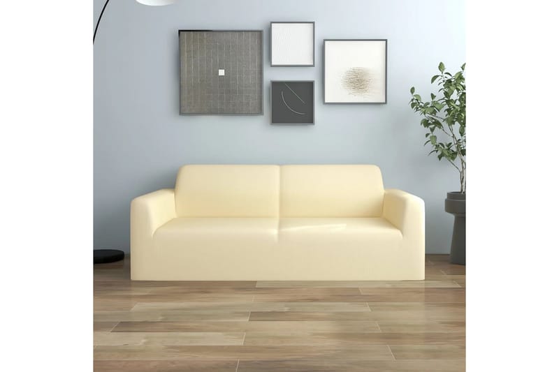 beBasic Sofföverdrag 2-sits med stretch gräddvit polyesterjersey - Kräm - Sofföverdrag - Möbelöverdrag