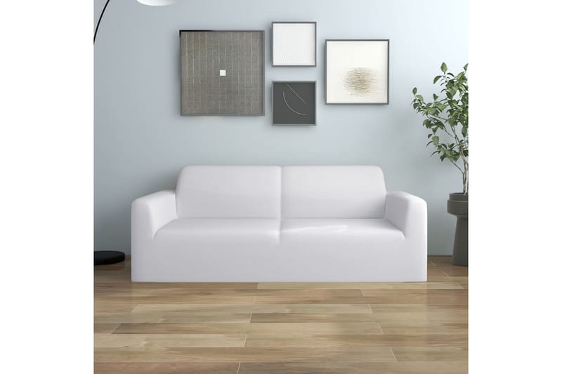 beBasic Sofföverdrag 2-sits med stretch vit polyesterjersey - White - Sofföverdrag - Möbelöverdrag