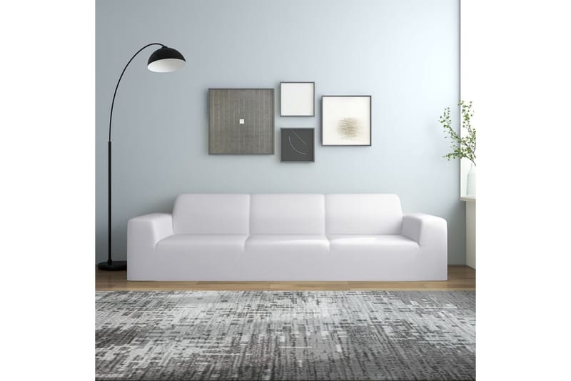 beBasic Sofföverdrag 4-sits med stretch vit polyesterjersey - White - Sofföverdrag - Möbelöverdrag