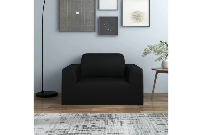 beBasic Sofföverdrag med stretch svart polyesterjersey - Black - Sofföverdrag - Möbelöverdrag