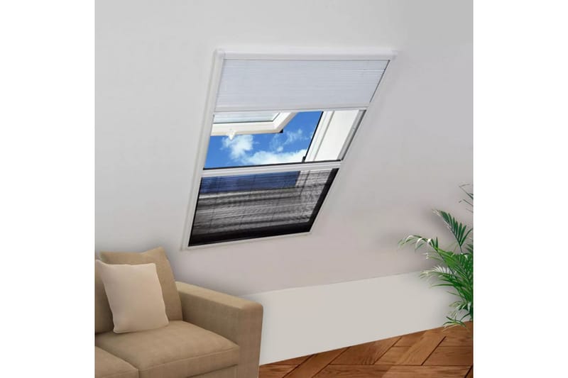 Plisserat insektsnät med jalusi för fönster 60x80 cm alumini - Svart - Friluftsutrustning - Myggnät & insektsnät - Myggskydd