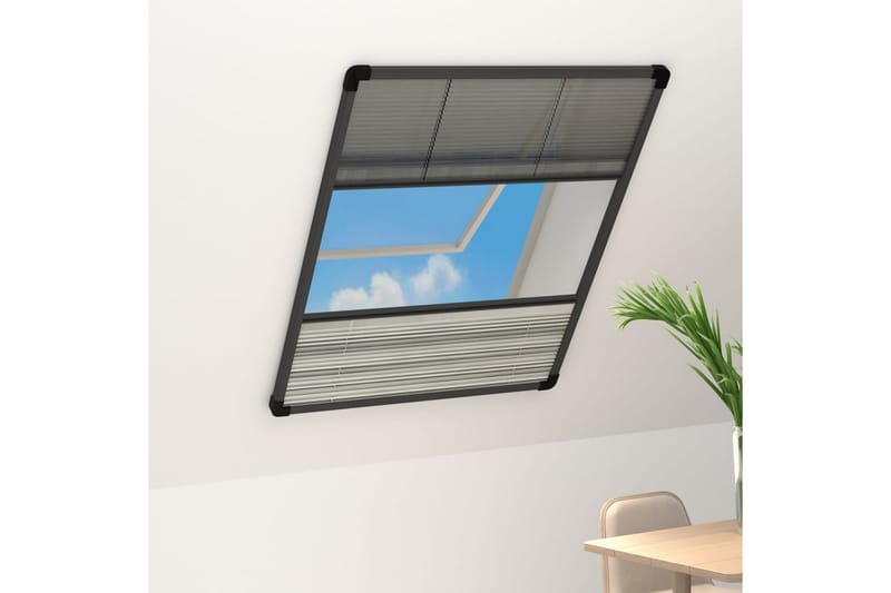 Plisserat insektsnät med jalusi för fönster 60x80 cm alumini - Grå - Friluftsutrustning - Myggnät & insektsnät - Myggskydd