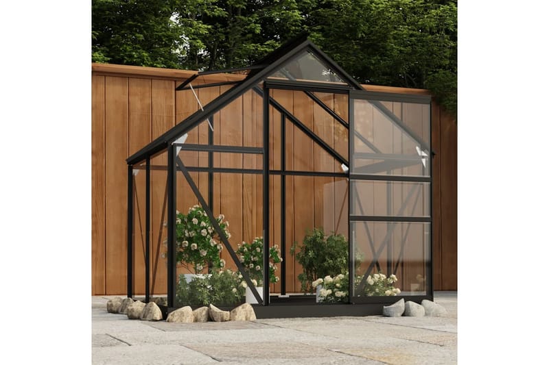 Glasväxthus antracit 155x103x191 cm aluminium - Grå - Växthus - Fristående växthus