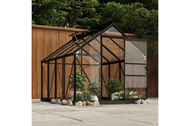 Glasväxthus antracit 155x200,5x191 cm aluminium - Grå - Växthus - Fristående växthus