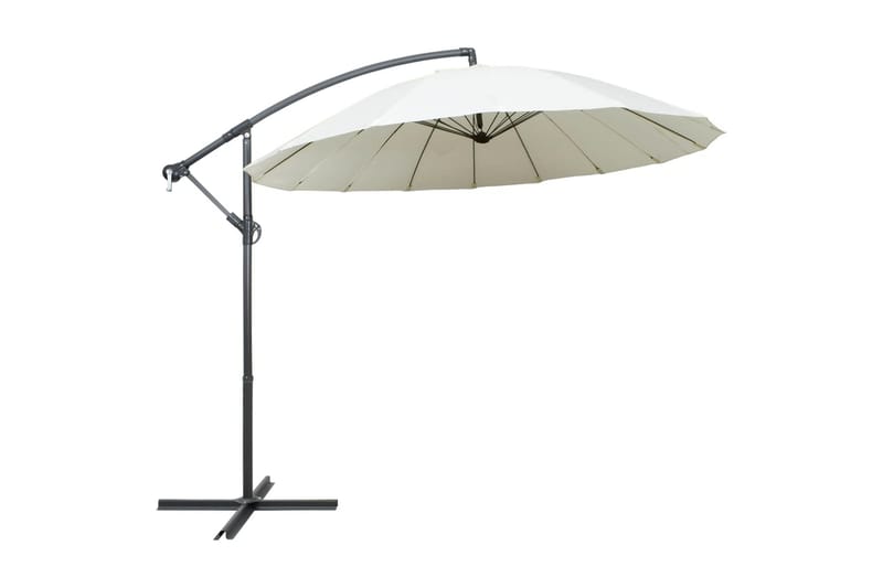 Hängande parasoll vit 3 m aluminiumstång - Vit - Hängparasoll & frihängande parasoll