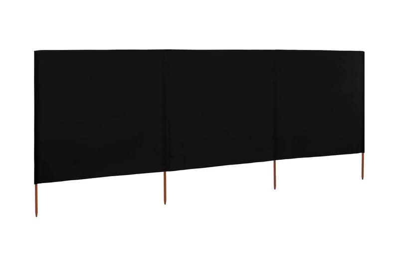 Vindskydd 3 paneler tyg 400x80 cm svart - Svart - Säkerhet & vindskydd altan - Skärmskydd & vindskydd - Skärm