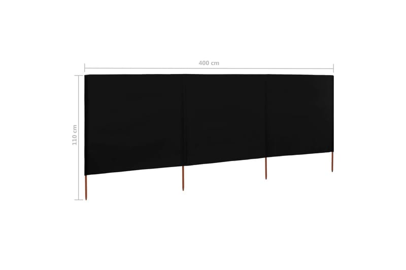 Vindskydd 3 paneler tyg 400x80 cm svart - Svart - Säkerhet & vindskydd altan - Skärmskydd & vindskydd - Skärm