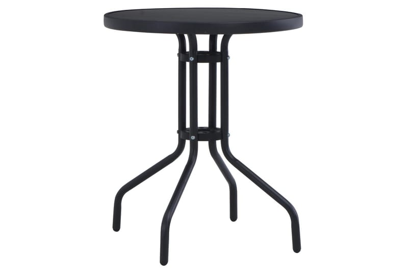 Trädgårdsbord svart 60 cm stål och glas - Svart - Cafebord - Balkongbord