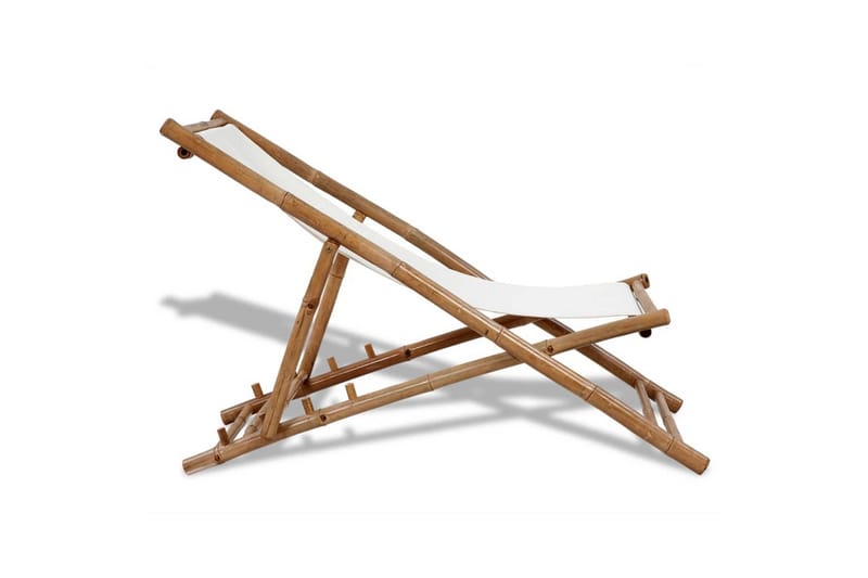 Solstol bambu och kanvas - Vit - Brassestolar & campingstolar - Strandstol