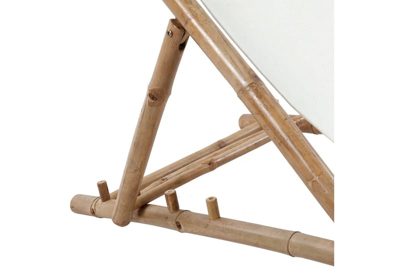 Solstol bambu och kanvas - Vit - Brassestolar & campingstolar - Strandstol