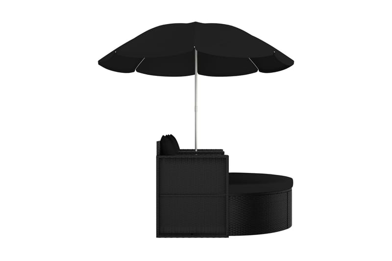 Solsäng med parasoll konstrotting svart - Svart - Solsäng & Solvagnar