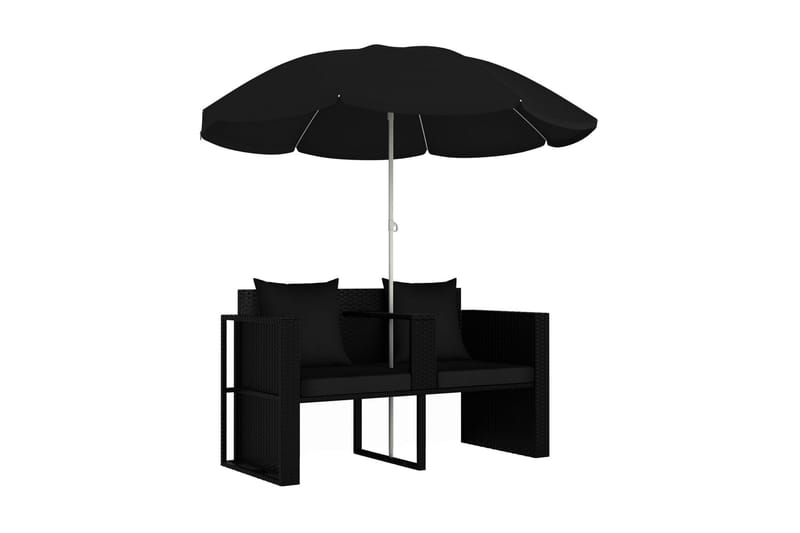 Solsäng med parasoll konstrotting svart - Svart - Solsäng & Solvagnar