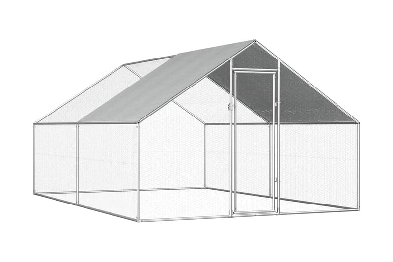 Hönsbur för utomhusbruk 2,75x4x1,92 m galvaniserat stål - Silver - Hönshus - För djuren - Hönsgård