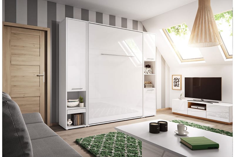 Concept Pro Sovrumsset sängskåp - Vit Högglans - Möbelset för sovrum