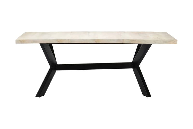 Matbord vit 200x100x75 cm massivt mangoträ - Vit - Matbord & köksbord