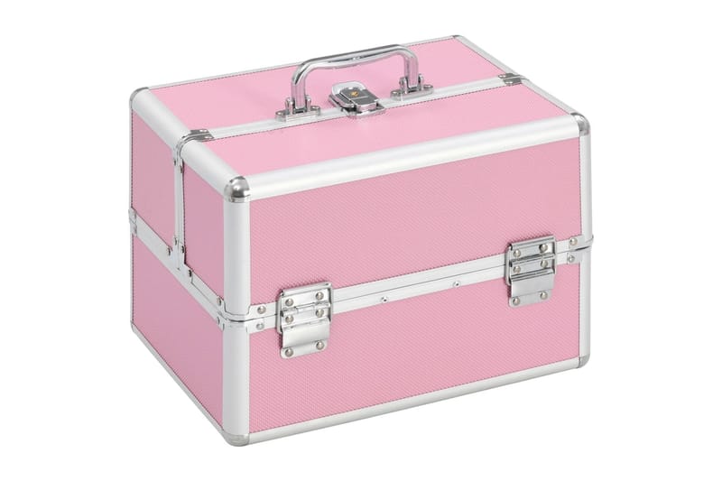 Sminklåda 22x30x21 cm rosa aluminium - Rosa - Småförvaring