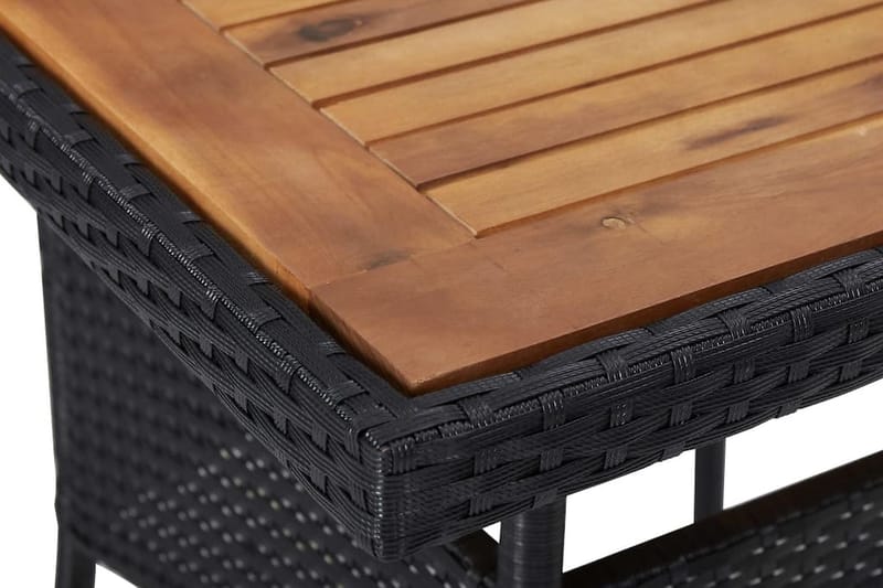 Matbord för trädgård svart konstrotting och massiv akacia - Svart - Matbord utomhus