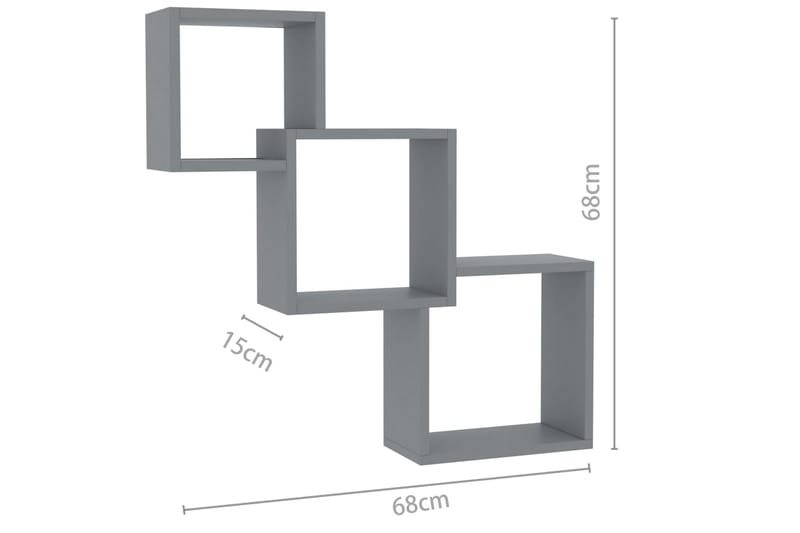 Kubhyllor grå 84,5x15x27 cm spånskiva - Grå - Vägghylla