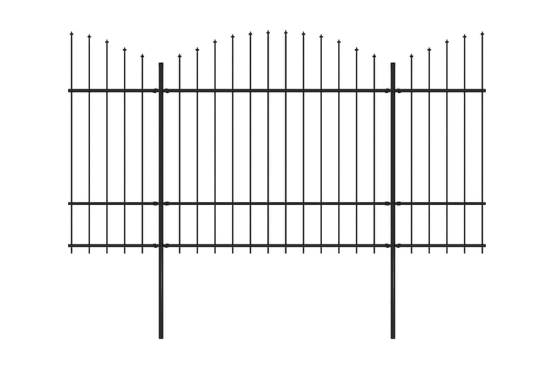 Trädgårdsstaket med spjuttopp stål (1,5-1,75)x3,4 m svart - Svart - Smidesstaket & järnstaket