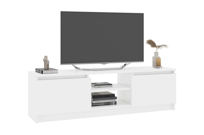 TV-bänk vit högglans 120x30x35,5 cm spånskiva - Vit - TV bänk & mediabänk