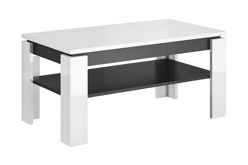 Vekerum Soffbord 100 cm med Förvaring Hylla - Vit/Grafitgrå - Soffbord
