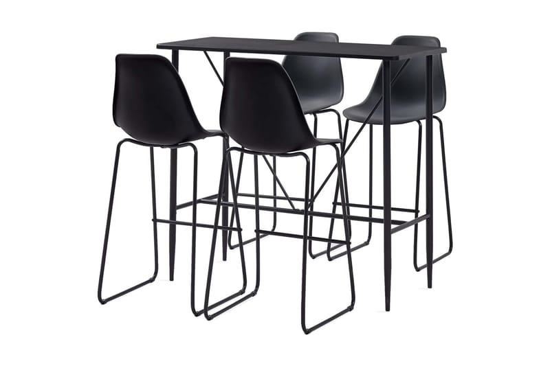Bargrupp 5 delar plast svart - Svart - Möbler - Bord & matgrupper