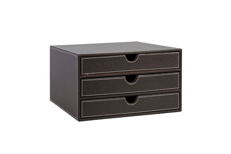 Lådor 3x WALTER 25x33xH18cm mörkbrun PU - Förvaring - Småförvaring