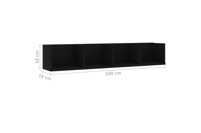 CD-hylla svart 100x18x18 cm spånskiva - Svart - CD-hylla & DVD-hylla
