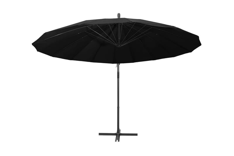Hängande parasoll svart 3 m aluminiumstång - Svart - Hängparasoll & frihängande parasoll