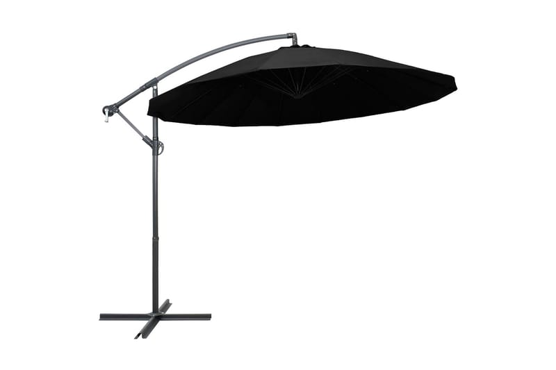 Hängande parasoll svart 3 m aluminiumstång - Svart - Hängparasoll & frihängande parasoll