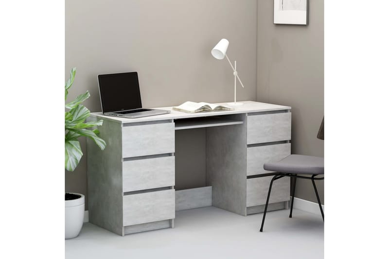 Skrivbord betonggrå 140x50x77 cm spånskiva - Grå - Skrivbord