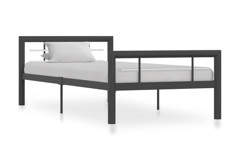 Sängram grå och vit metall 90x200 cm - Grå - Sängram & sängstomme