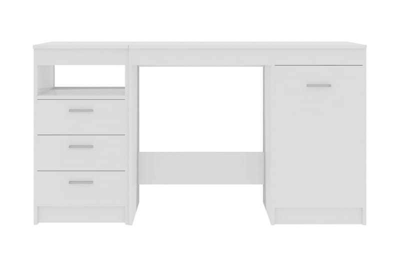 Skrivbord vit högglans 140x50x76 cm spånskiva - Vit - Skrivbord
