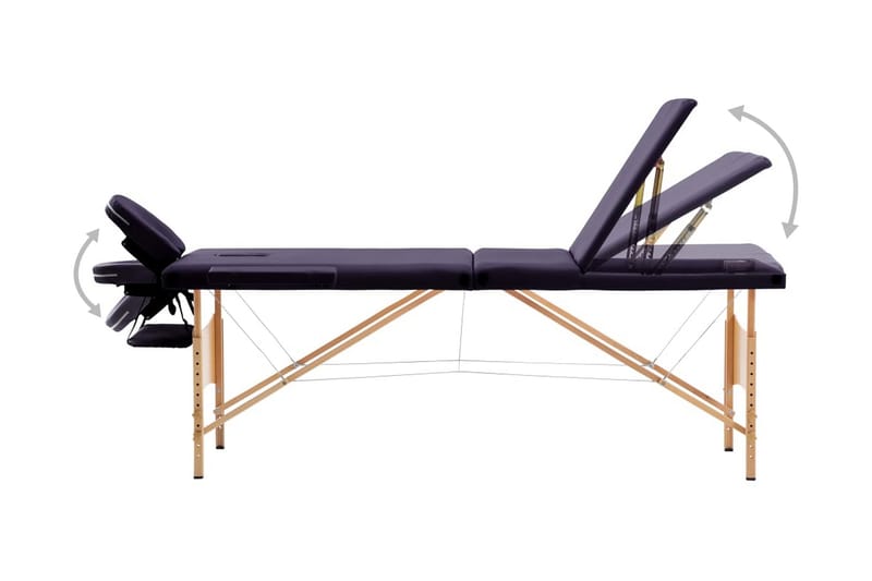 Hopfällbar massagebänk 3 sektioner trä mörklila - Lila - Massagebänk & massagebord