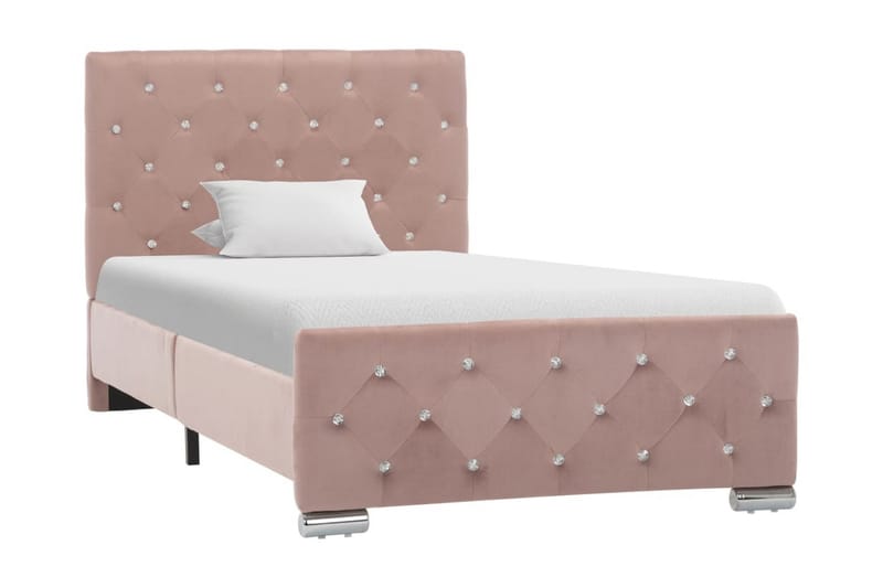 Sängram rosa tyg 90x200 cm - Rosa - Sängram & sängstomme
