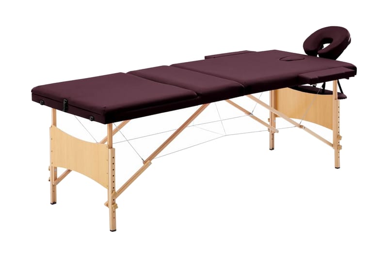 Hopfällbar massagebänk 3 sektioner trä lila - Lila - Massagebänk & massagebord