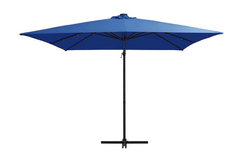 Frihängande parasoll med LED och stålstång 250x250 cm azurbl - Blå - Hängparasoll & frihängande parasoll