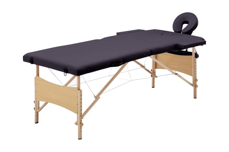 Hopfällbar massagebänk 2 sektioner trä mörklila - Lila - Massagebänk & massagebord