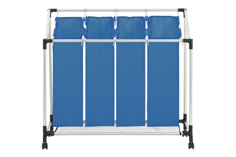 Tvättsorterare med 4 påsar blå stål - Blå - Tvättkorg - Badrumstillbehör