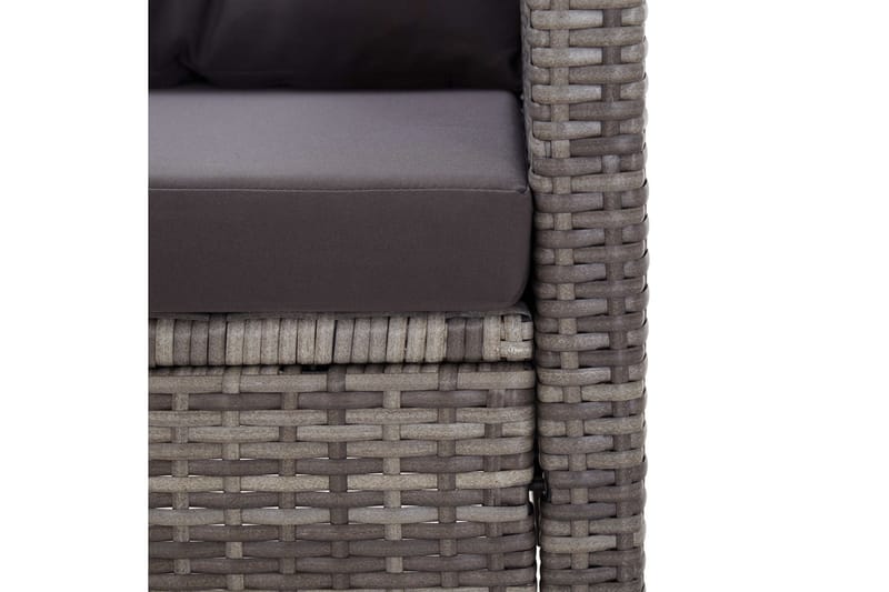 Trädgårdssoffa 2-sits med dynor grå 124 cm konstrotting - Grå - Loungesoffa - Utesoffa