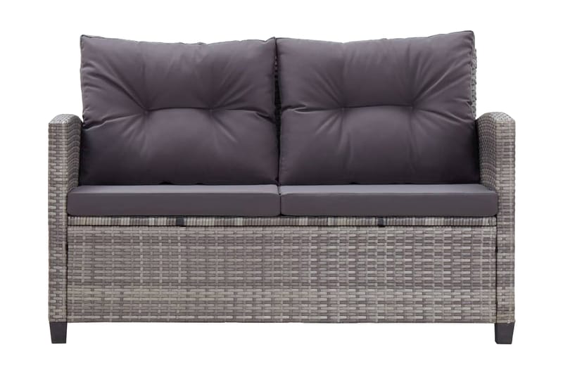 Trädgårdssoffa 2-sits med dynor grå 124 cm konstrotting - Grå - Utesoffa - Loungesoffa