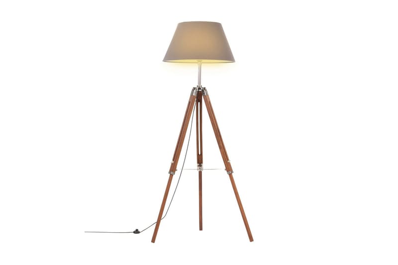 Golvlampa honungsbrun och grå massivt teakträ 141 cm - be Basic - Sovrumslampa - Vardagsrumslampa - Golvlampa