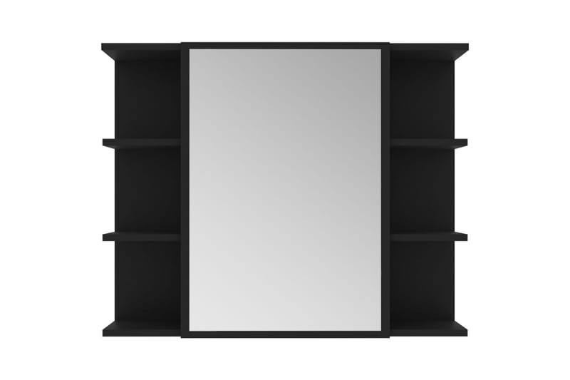 Spegelskåp för badrum svart 80x20,5x64 cm spånskiva - Svart - Spegelskåp badrum