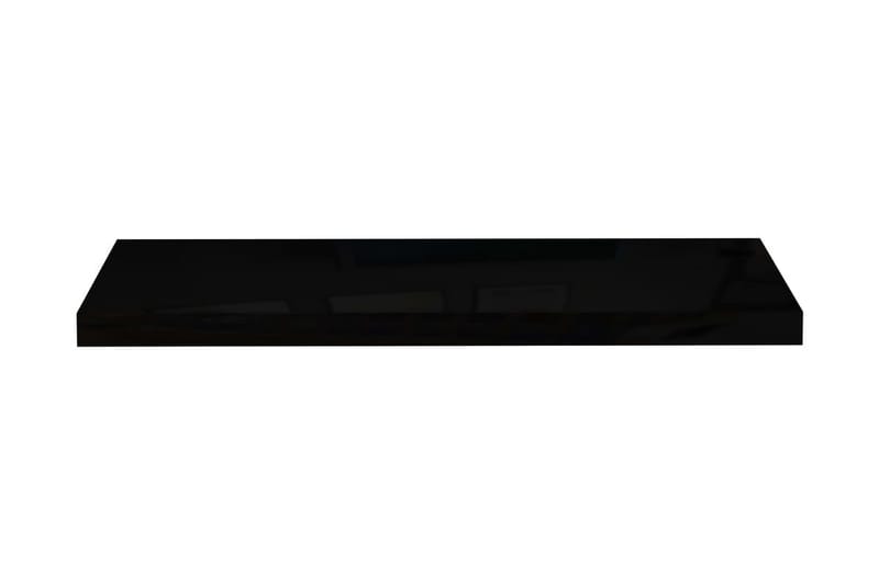 Svävande vägghyllor 4 st svart högglans 80x23,5x3,8 cm MDF - Svart - Vägghylla