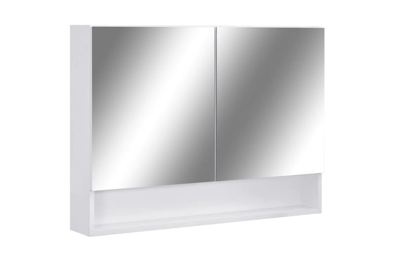 LED-Spegelskåp för badrum vit 80x15x60 cm MDF - Vit - Spegelskåp badrum
